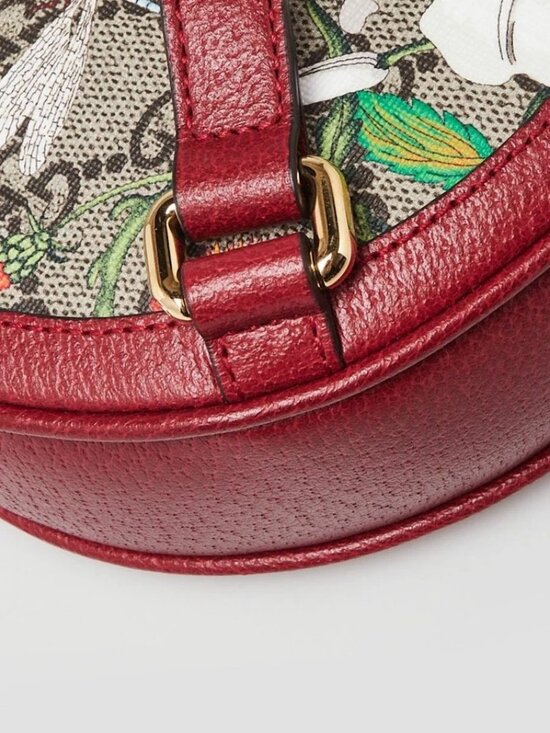 Gucci Red Leather GG Flora Coated Canvas Ophidia Round Mini Backpack Bag main image 10